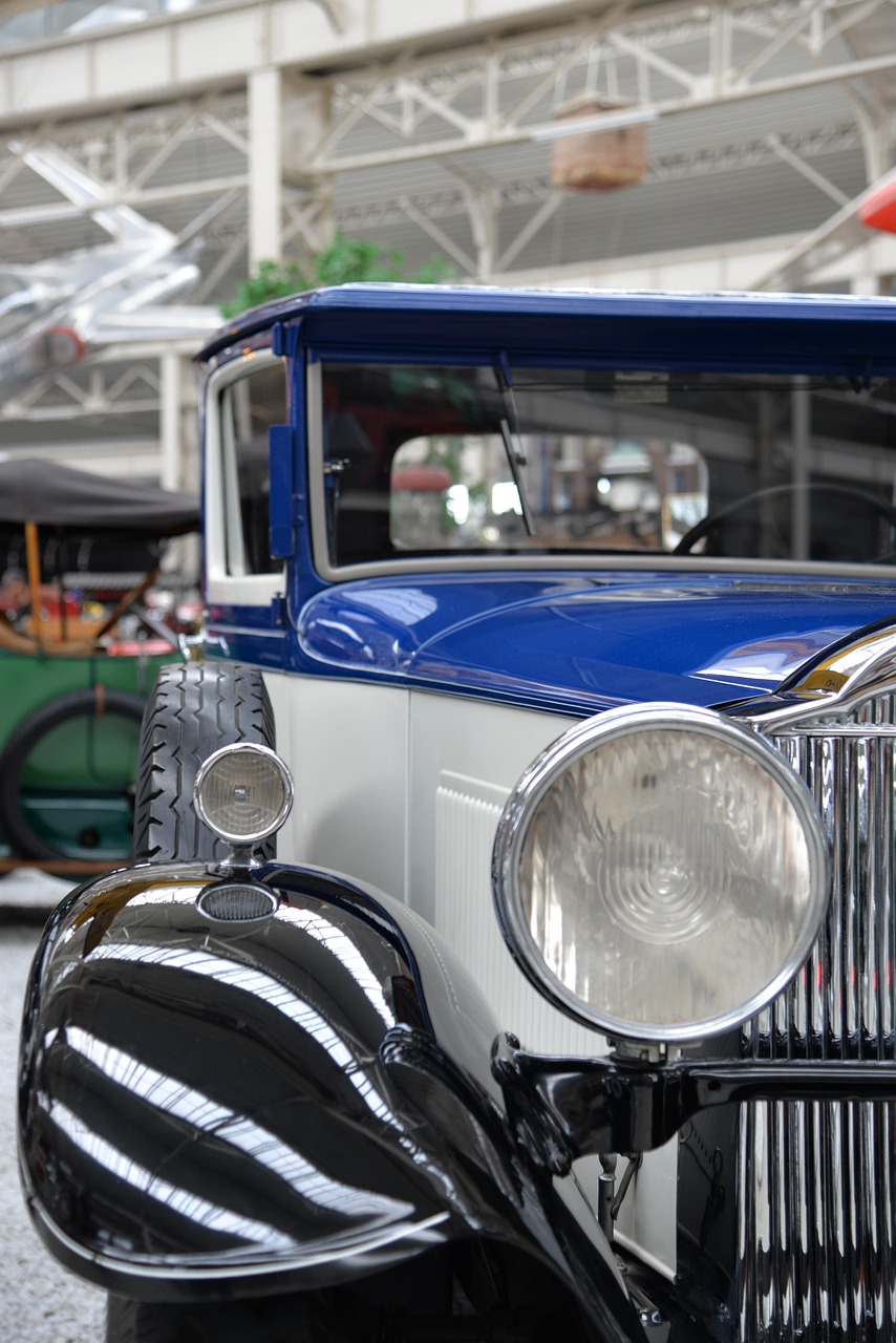 automobile, classic, headlights, old, antique car, vehicle, exhibition, detail, grille
